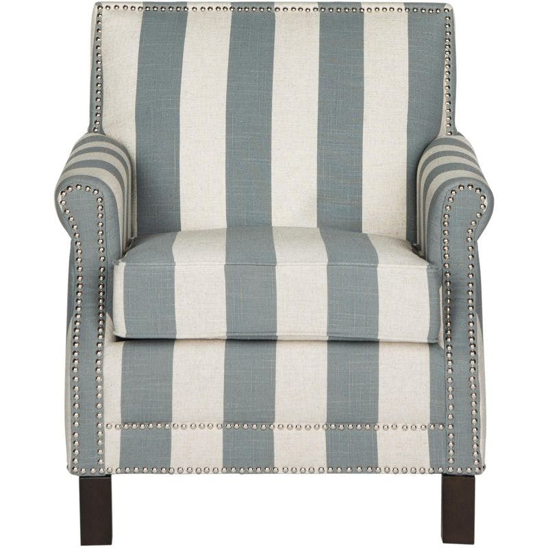 Contemporary Gray and Beige Faux Leather Accent Chair