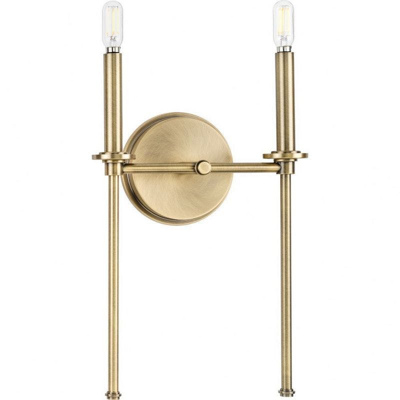 Elara Vintage Brass 16" Chess-Inspired Bath Vanity Light with Clear Glass
