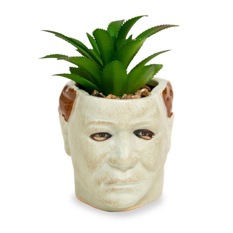 Michael Myers Themed 3" Ceramic Mini Planter with Lifelike Succulent
