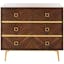Katia Transitional 3-Drawer Walnut Chest with Gold Accents