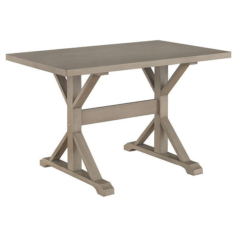 Florence 26.7" Square Weathered Gray Farmhouse Trestle Dining Table