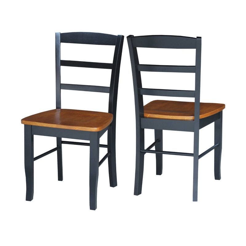 Elegant Black and Cherry Ladderback Wood Side Chair