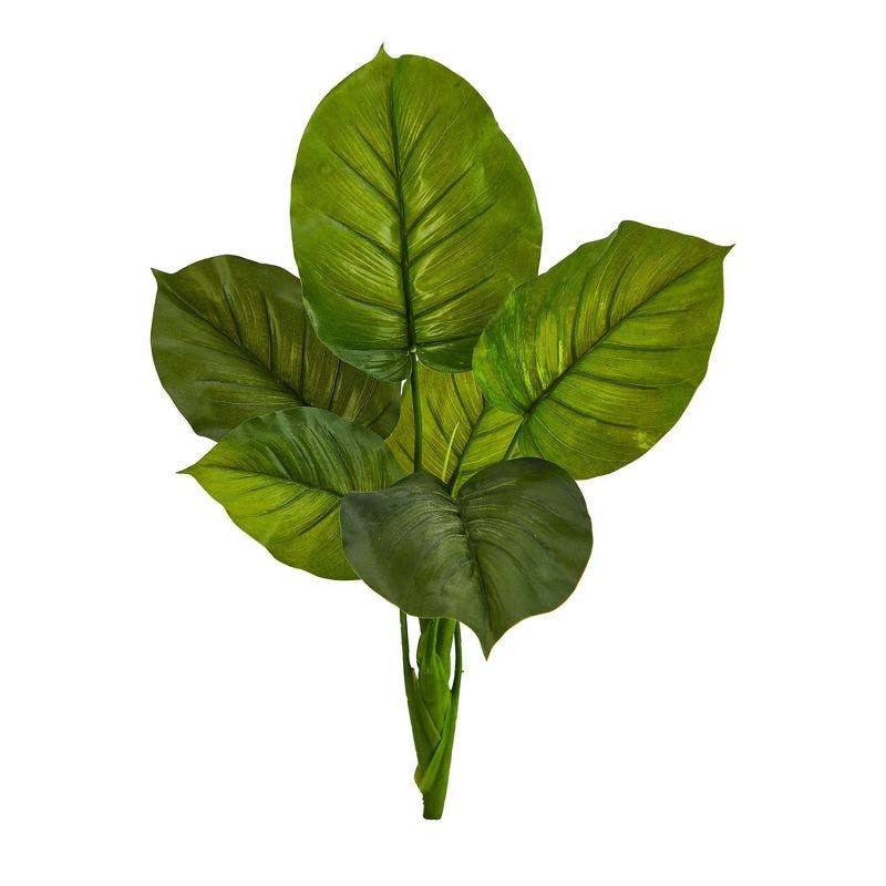 Bright Earthy Hues 27'' Philodendron Leaf Artificial Outdoor Bush Set
