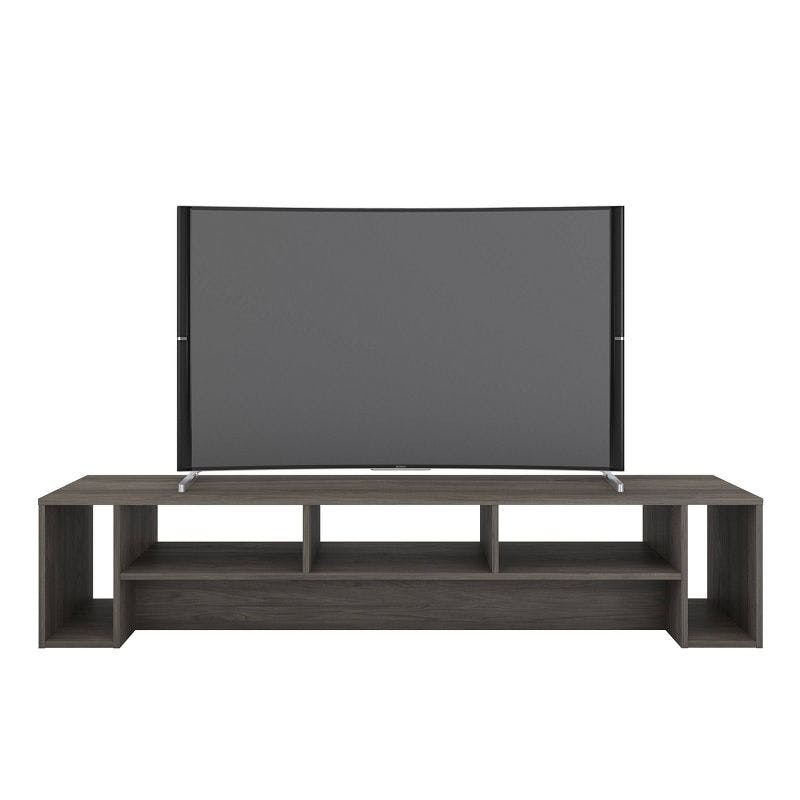 Rustik Bark Grey 72" TV Stand with Open Storage Cubbies