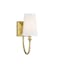 Elegant Brass Dimmable Wall Sconce with White Shade