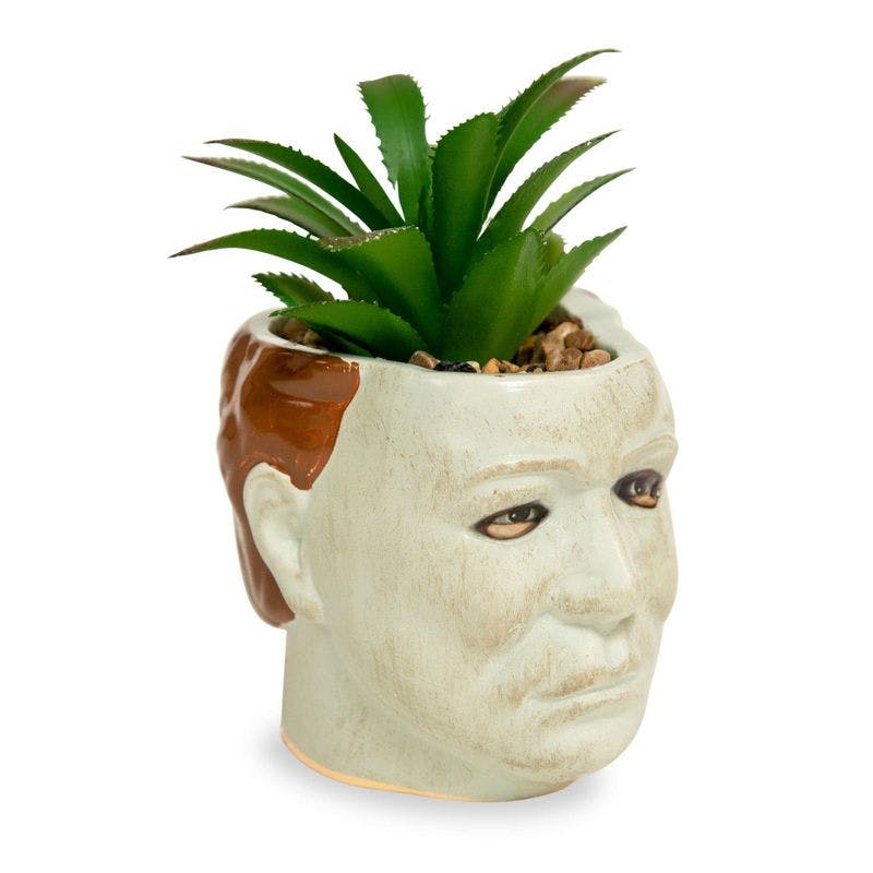 Michael Myers Themed 3" Ceramic Mini Planter with Lifelike Succulent