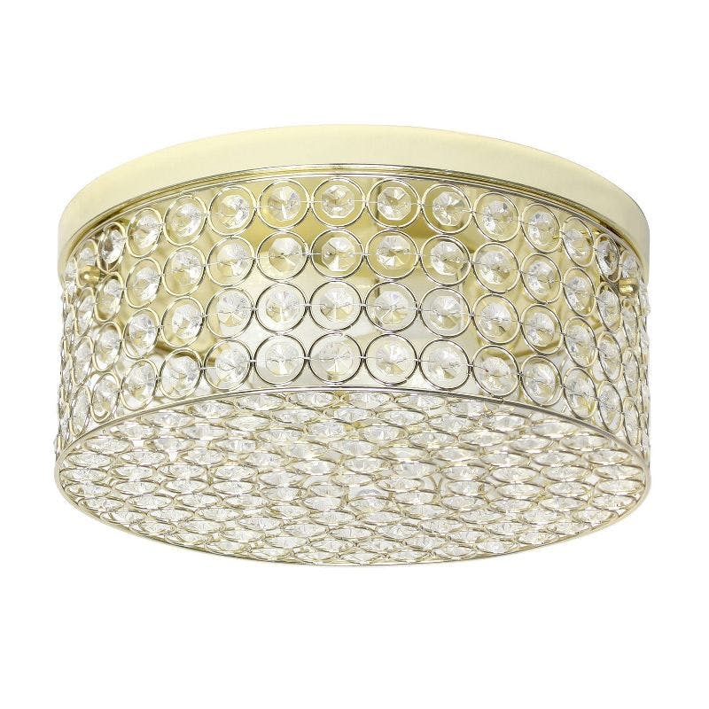 Elipse Gold Crystal 12" Contemporary Ceiling Flush Mount