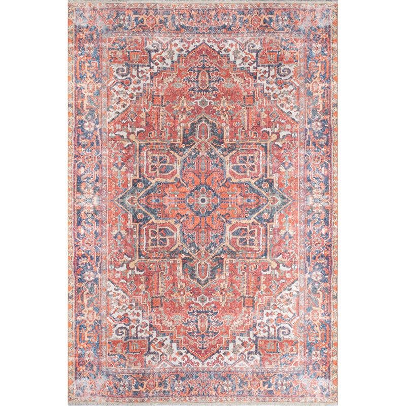 Chandler Medallion Red Synthetic 5'6"x8'6" Hand-knotted Rug
