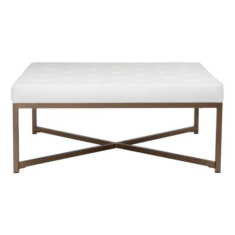 Camber Modern Large Tufted Square Ottoman - Bronze White