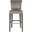 Transitional Gray Leather Bar Stool with Birch Wood Frame