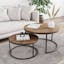Stella Reclaimed Oak Round Nesting Coffee Table Set with Metal Base
