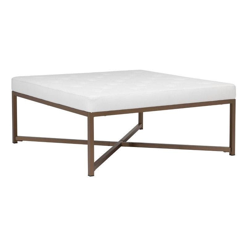 Camber Modern Large Tufted Square Ottoman - Bronze White
