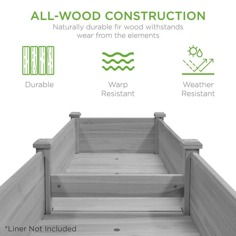 Elevated 44" Gray Fir Wood Planter Box for Outdoor Gardening