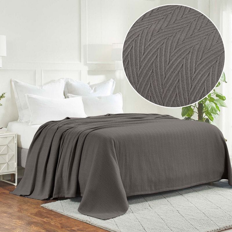 Charcoal Chevron Full/Queen Cotton Thermal Blanket
