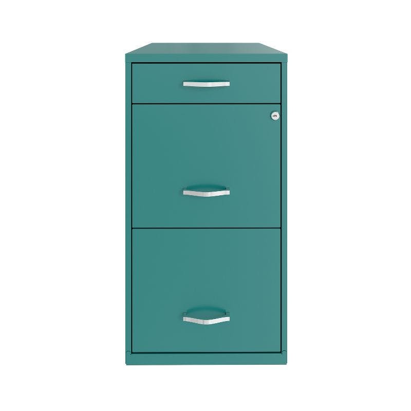 Turquoise Blue 3-Drawer Legal Size Lockable Pedestal File Cabinet