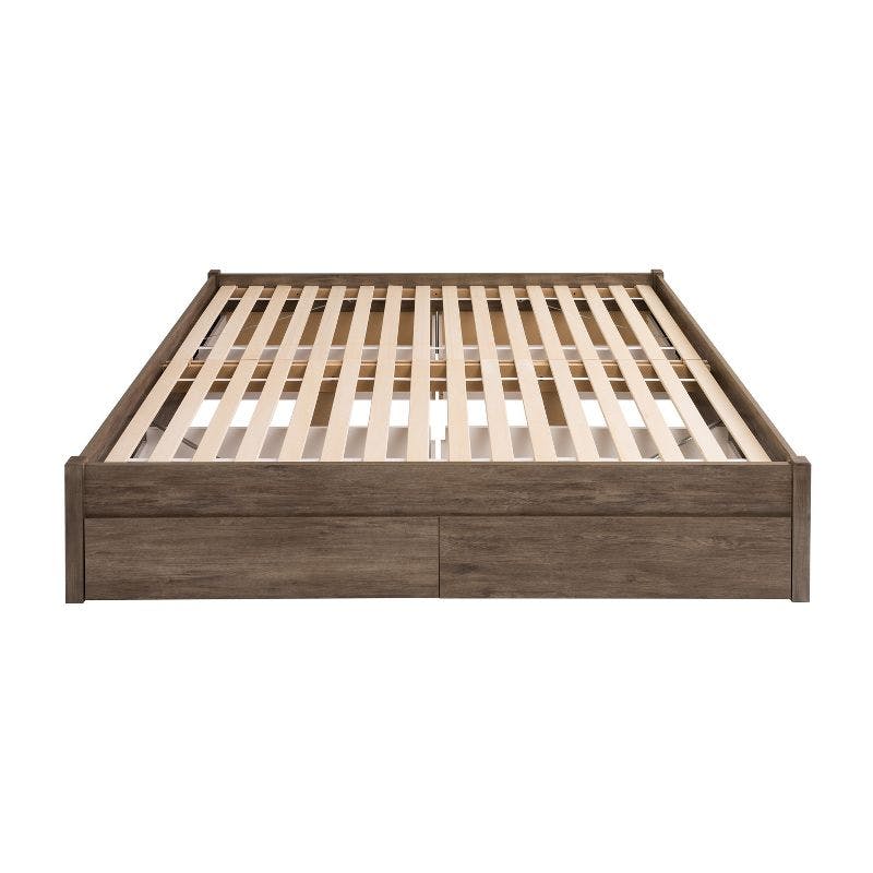 Drifted Gray King Platform Bed with 4 Storage Drawers