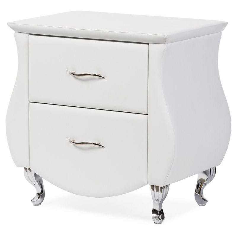Erin Contemporary White Faux Leather 2-Drawer Nightstand