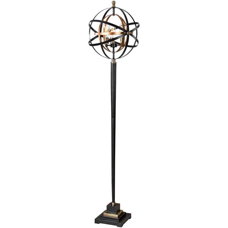 Elegant Sphere Floor Lamp in Oil Rubbed Bronze with Gold Leaf Detailing