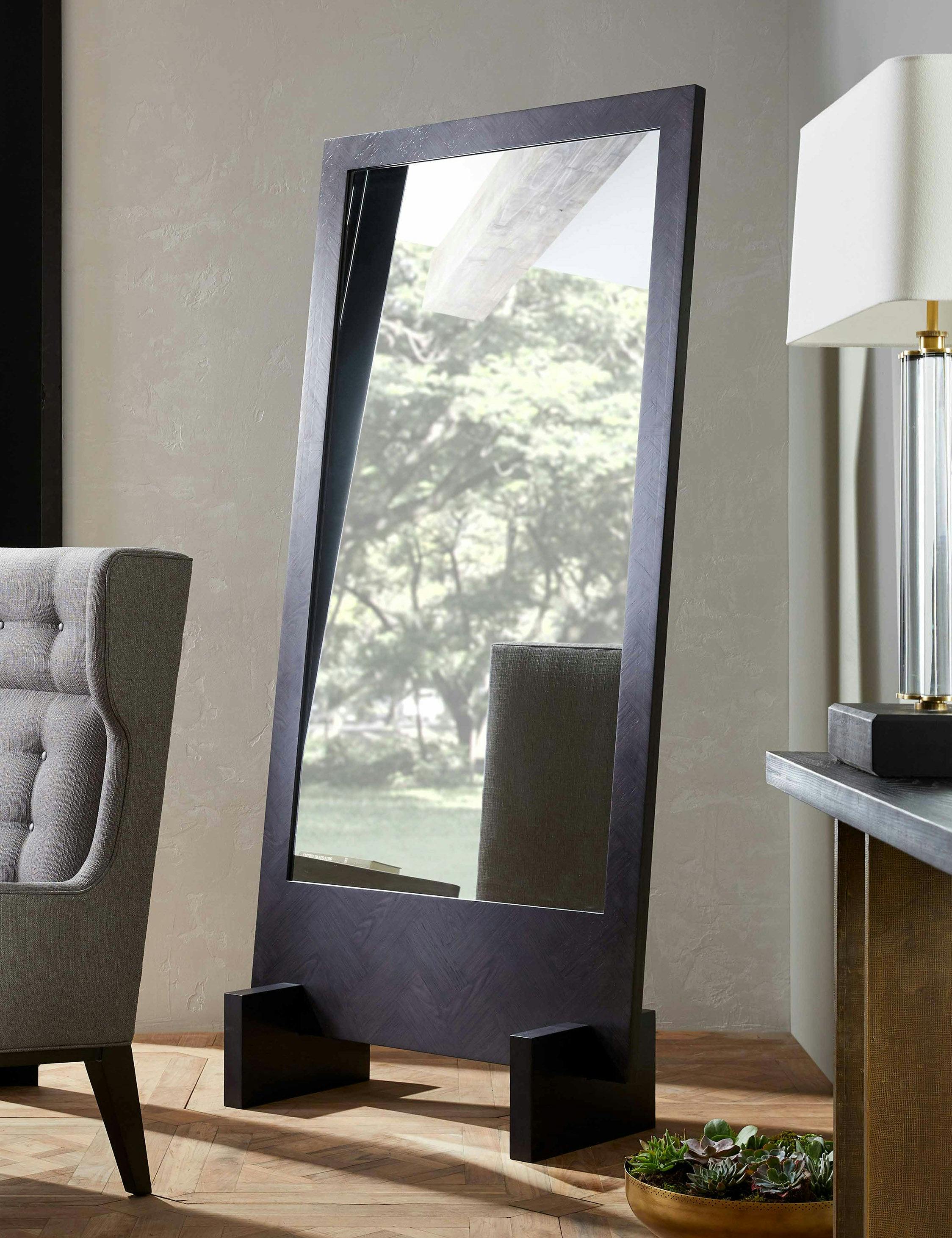 Banfi Ebony Oak Veneer Full-Length Rectangular Floor Mirror