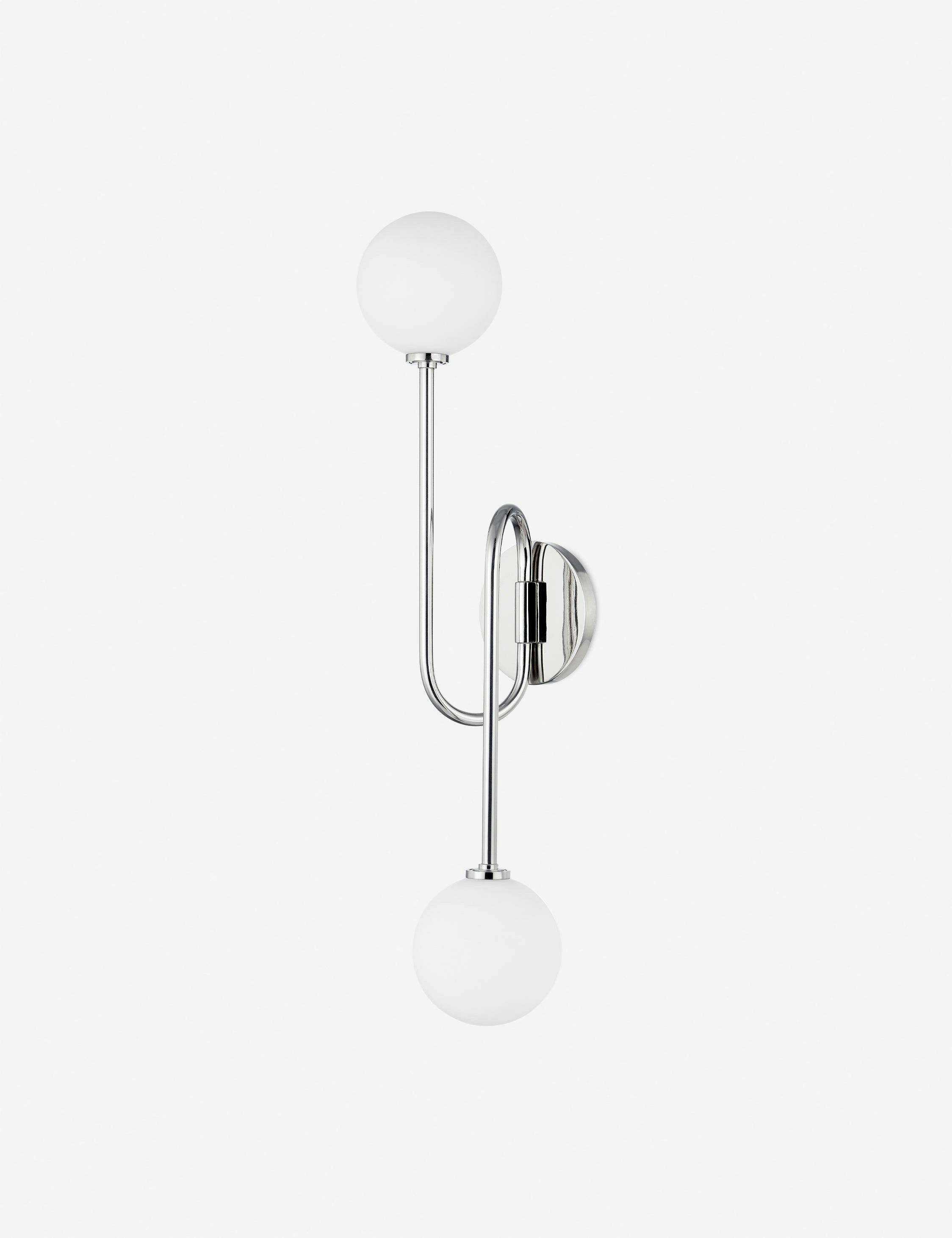Contemporary Loop-Design Polished Nickel Sconce with Frosted Glass