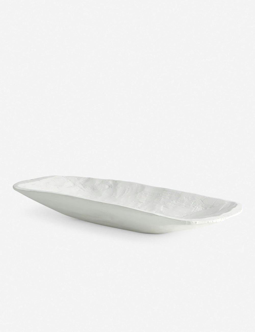 Elegance in Matte White: Faux Timber Rectangular Centerpiece Bowl