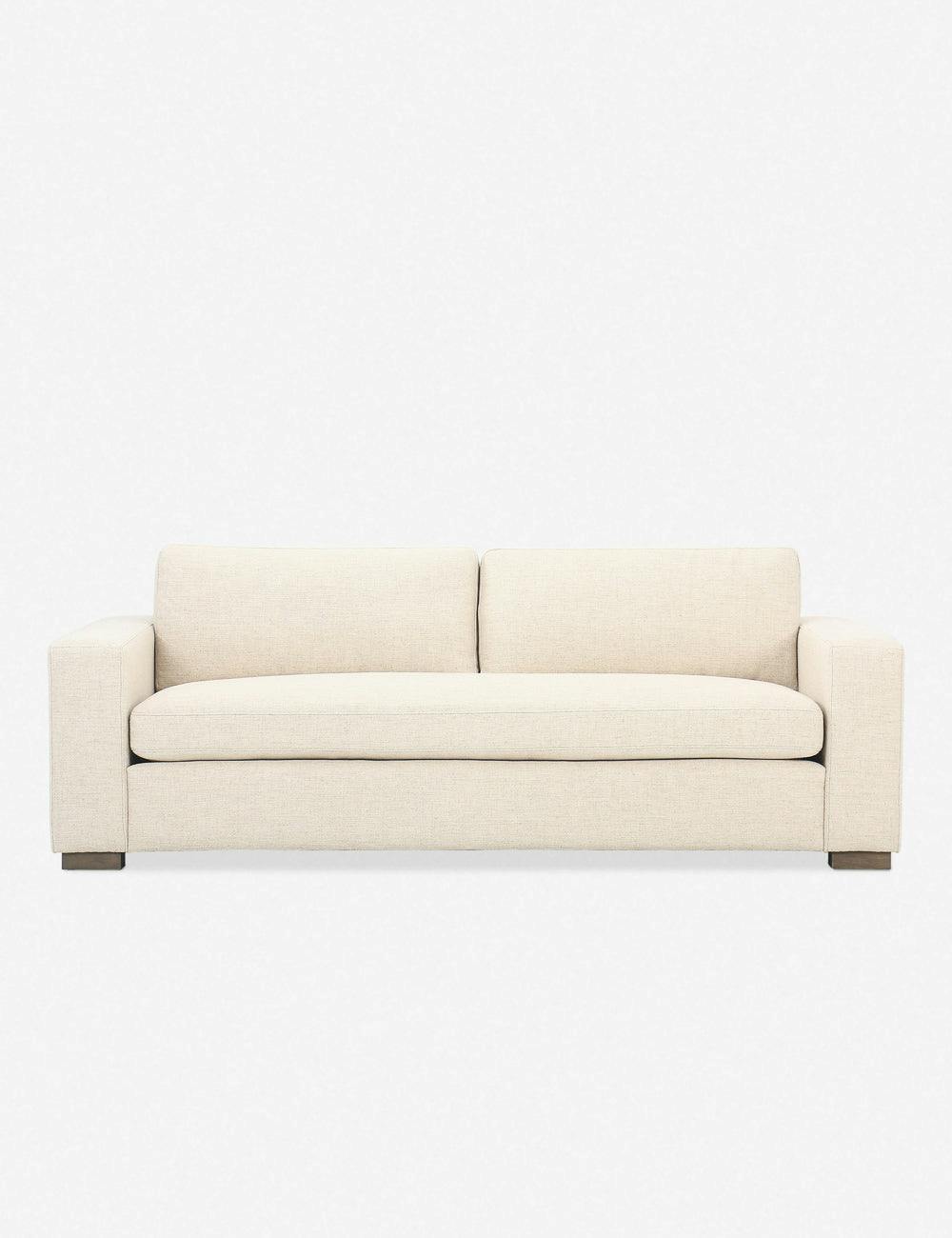 Thames Cream Performance Fabric Sofa with Washed Espresso Accents