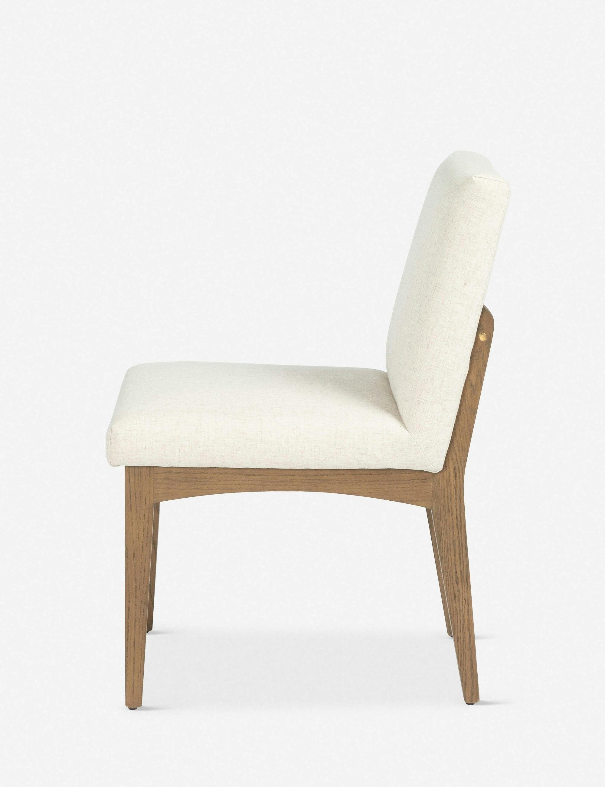 Cream Linen and Honey Wood Contemporary Side Chair