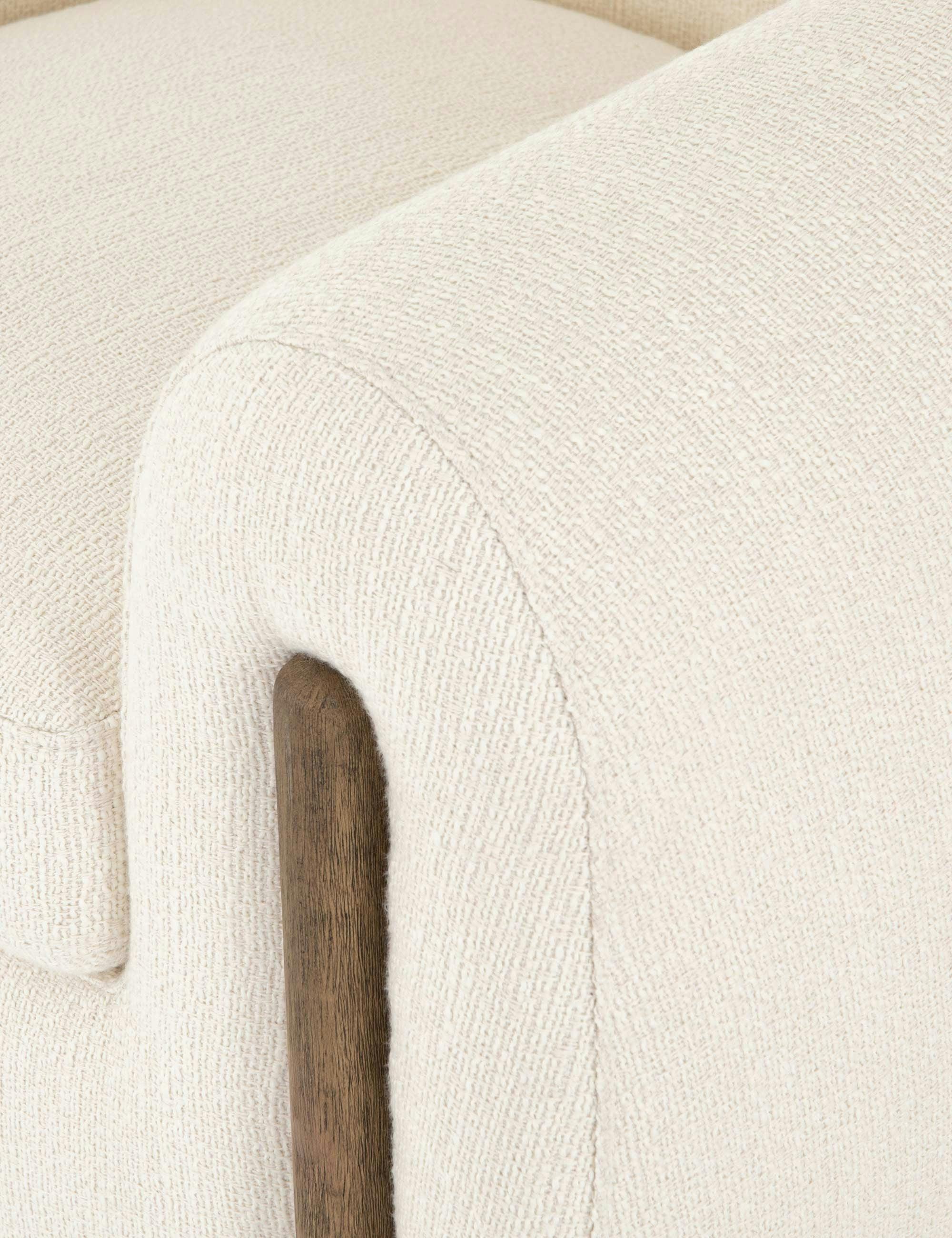 Kerbey Ivory Barrel Accent Chair in Sustainably Sourced Leather and Wood