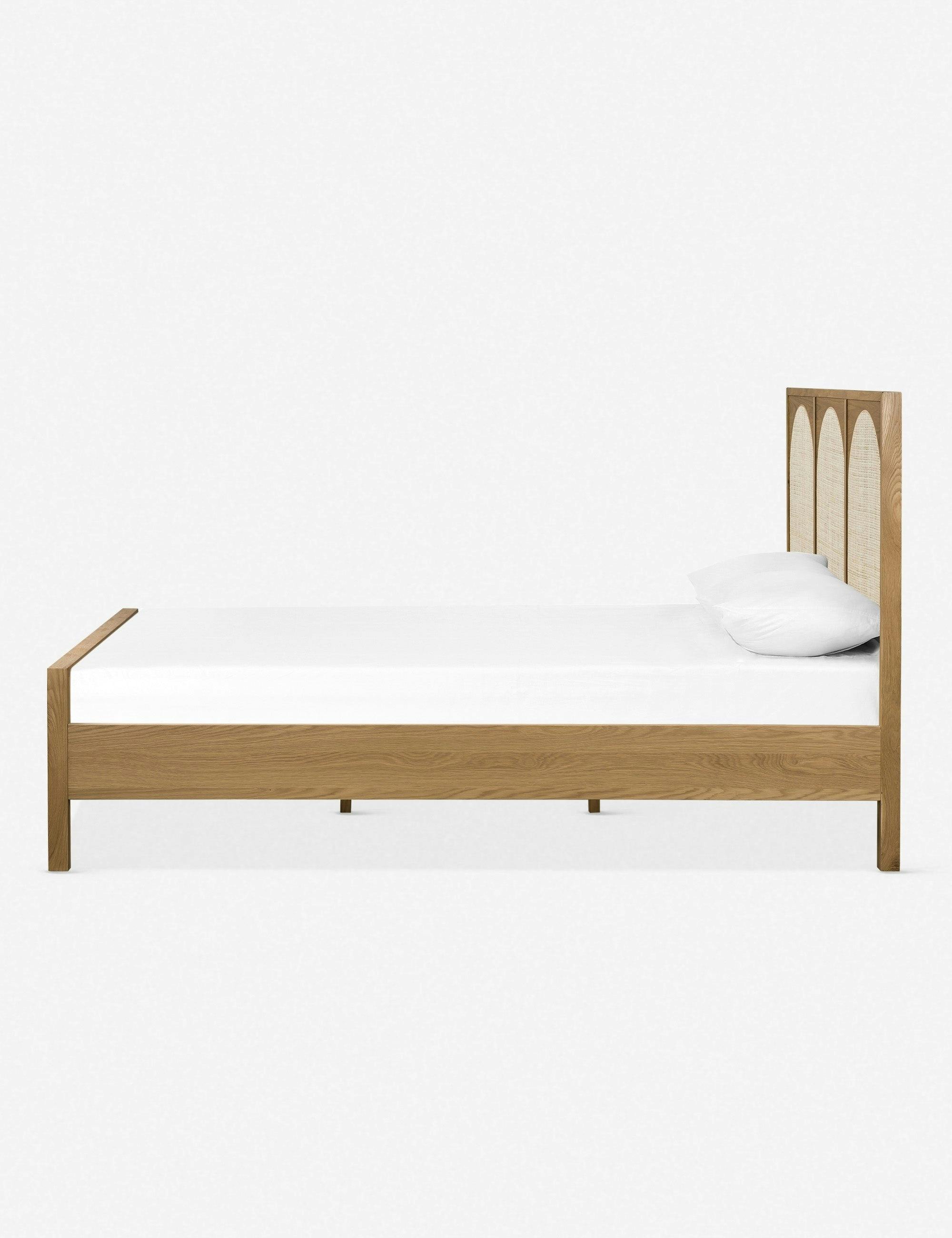 Allegra Contemporary Oak Queen Bed with Upholstered Headboard
