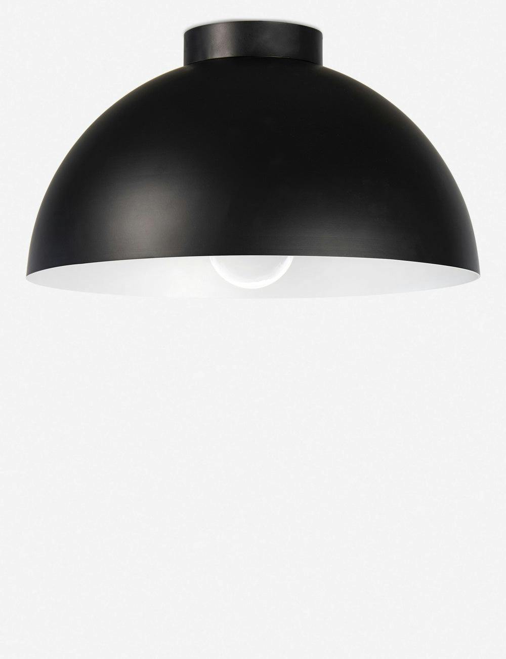 Minimalist Black Aluminum Outdoor Bowl Flush Mount Light