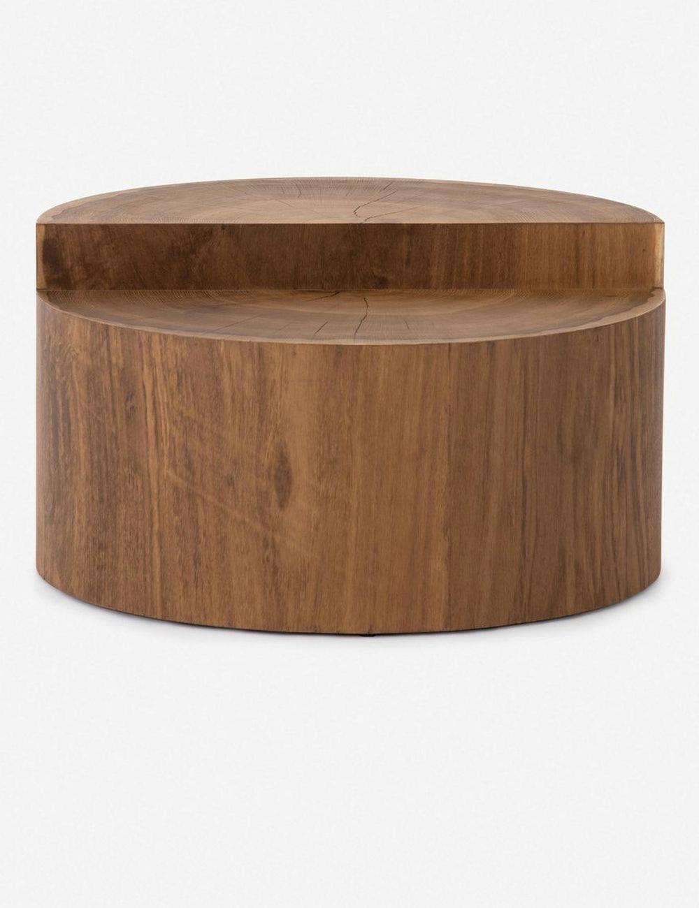 Modern Caramel Oak Round Coffee Table, 28 Inch