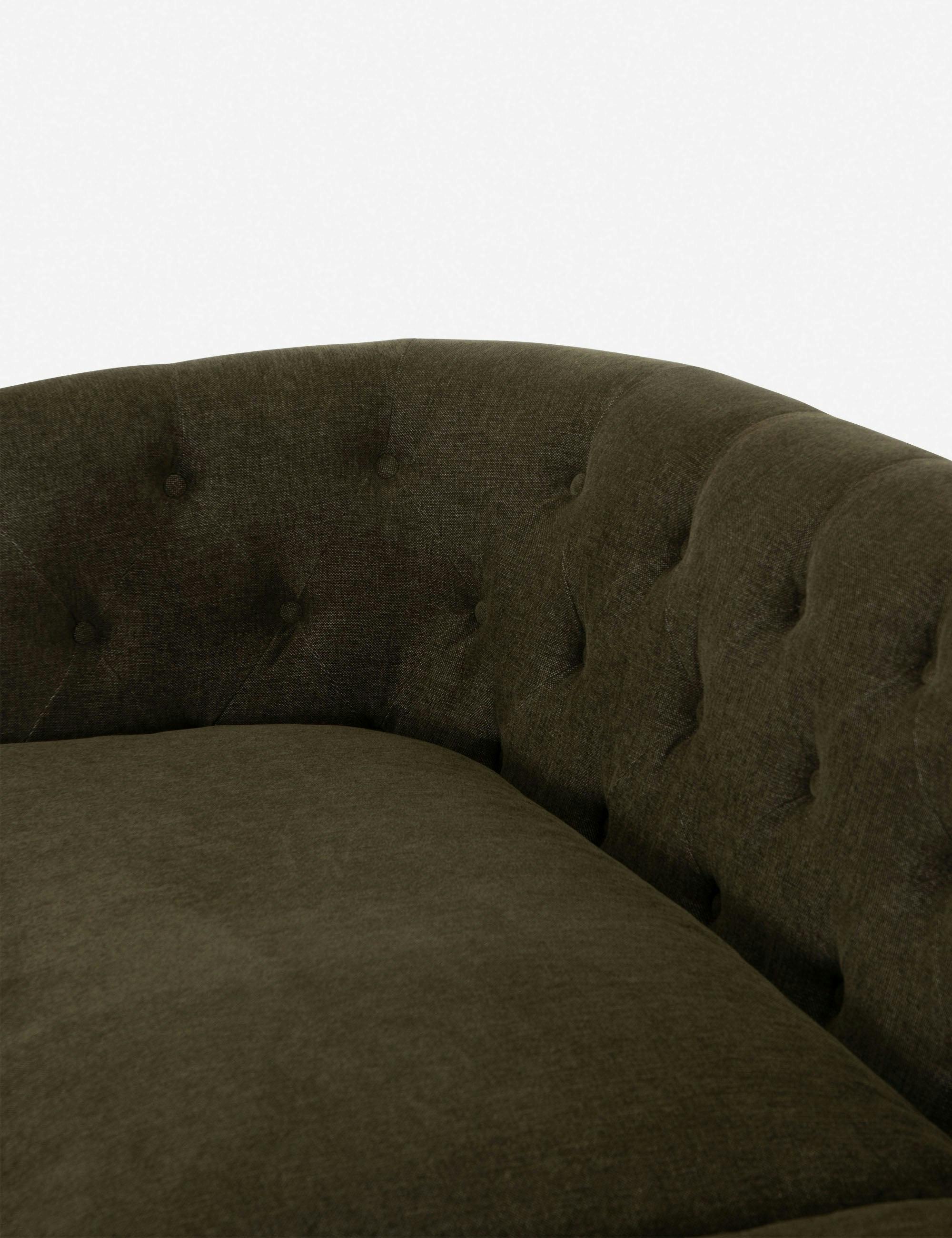 Parisian Charm Sutton Olive Tufted Sofa with Rolled Arms