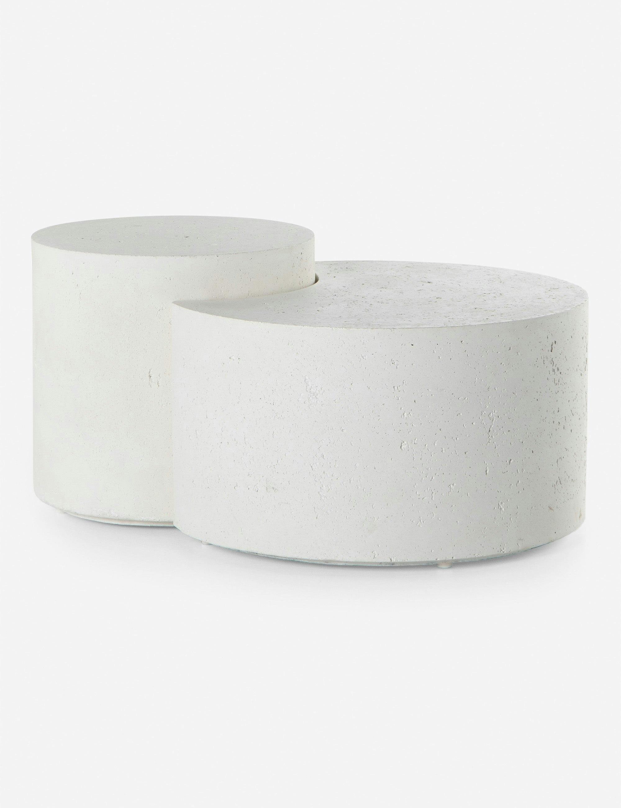 Modern Coral-Inspired White Concrete Nesting Coffee Table Set