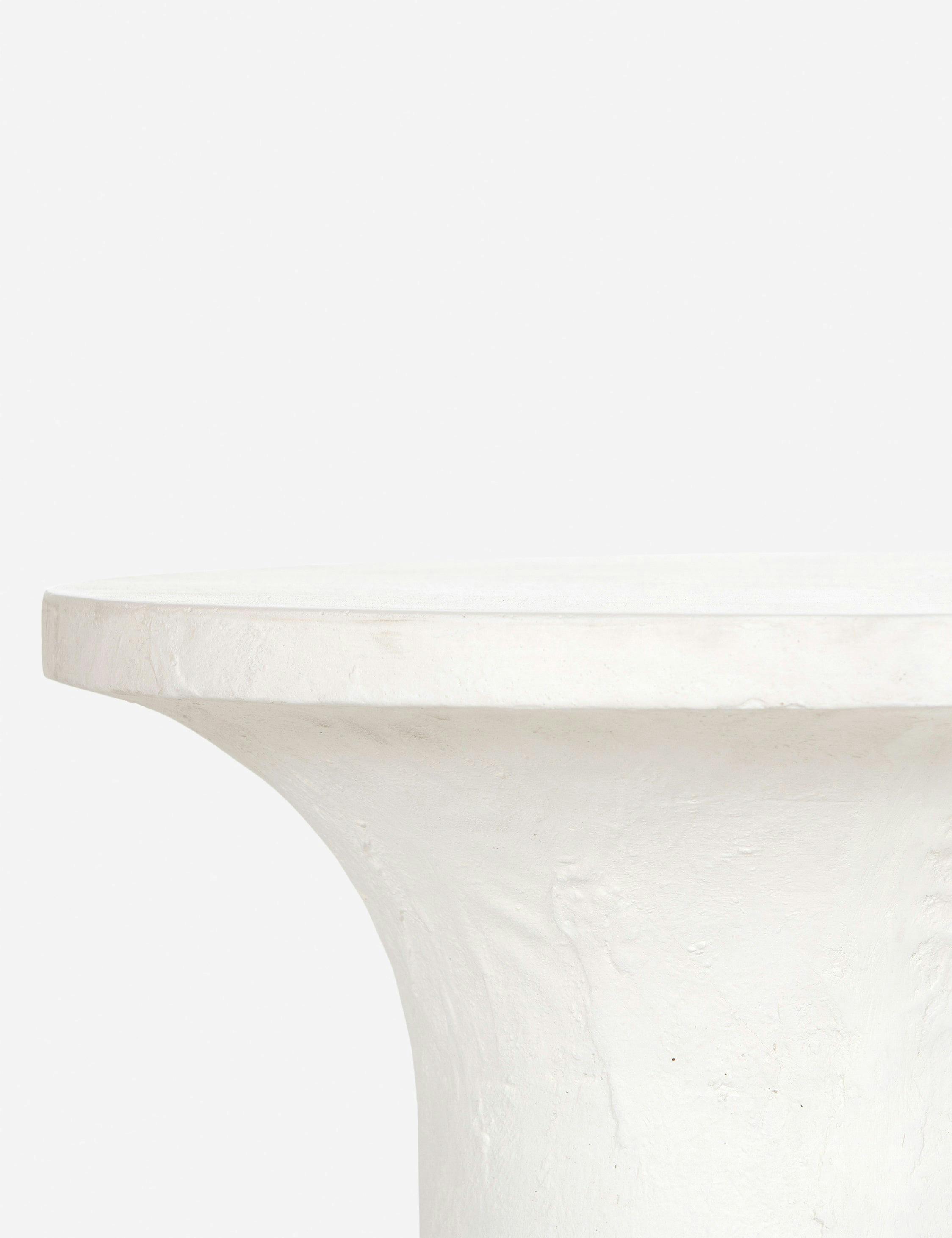 Contemporary Adobe-Inspired White Round Stone Side Table - 20"