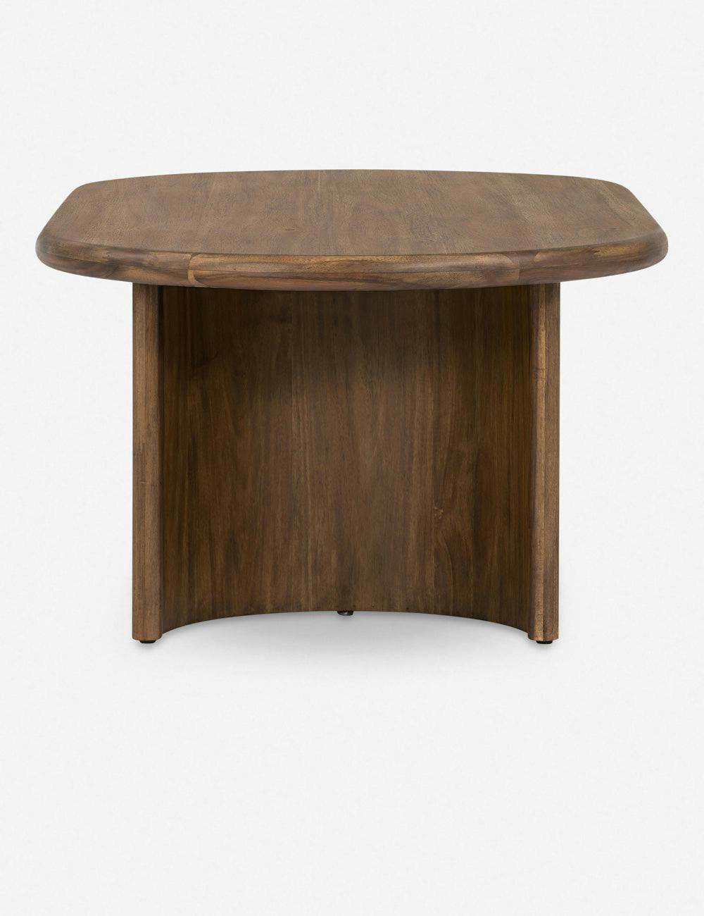 Contemporary Oval Acacia Wood Coffee Table in Rich Brown