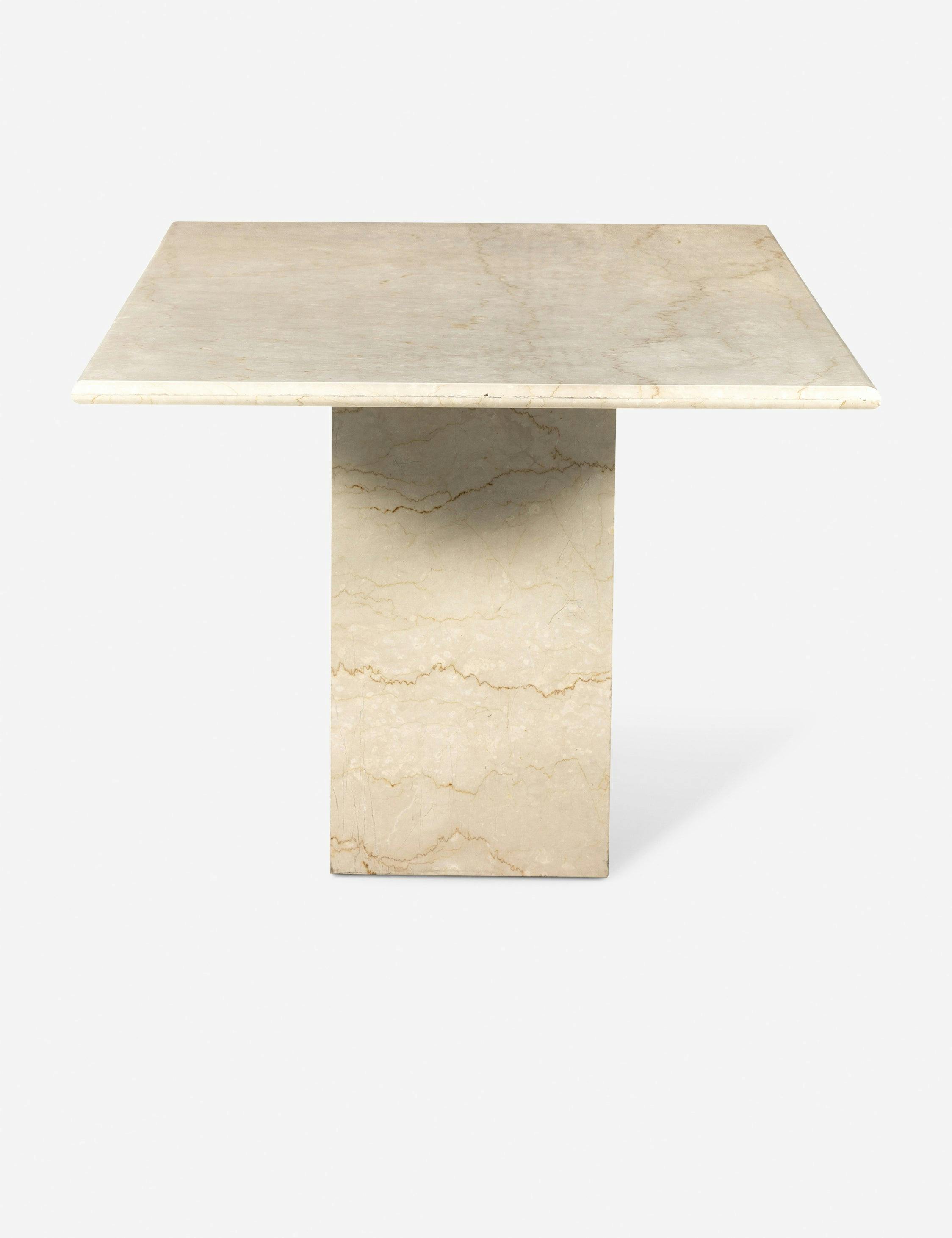 Contemporary Luxe Cream Marble Rectangular Dining Table for Six