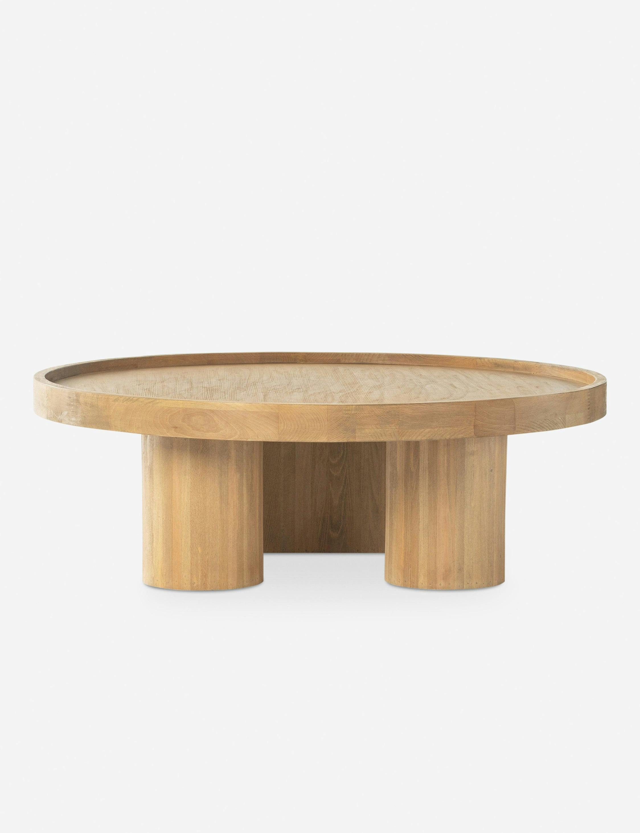 Modern Asymmetrical Round Beechwood Coffee Table with Storage
