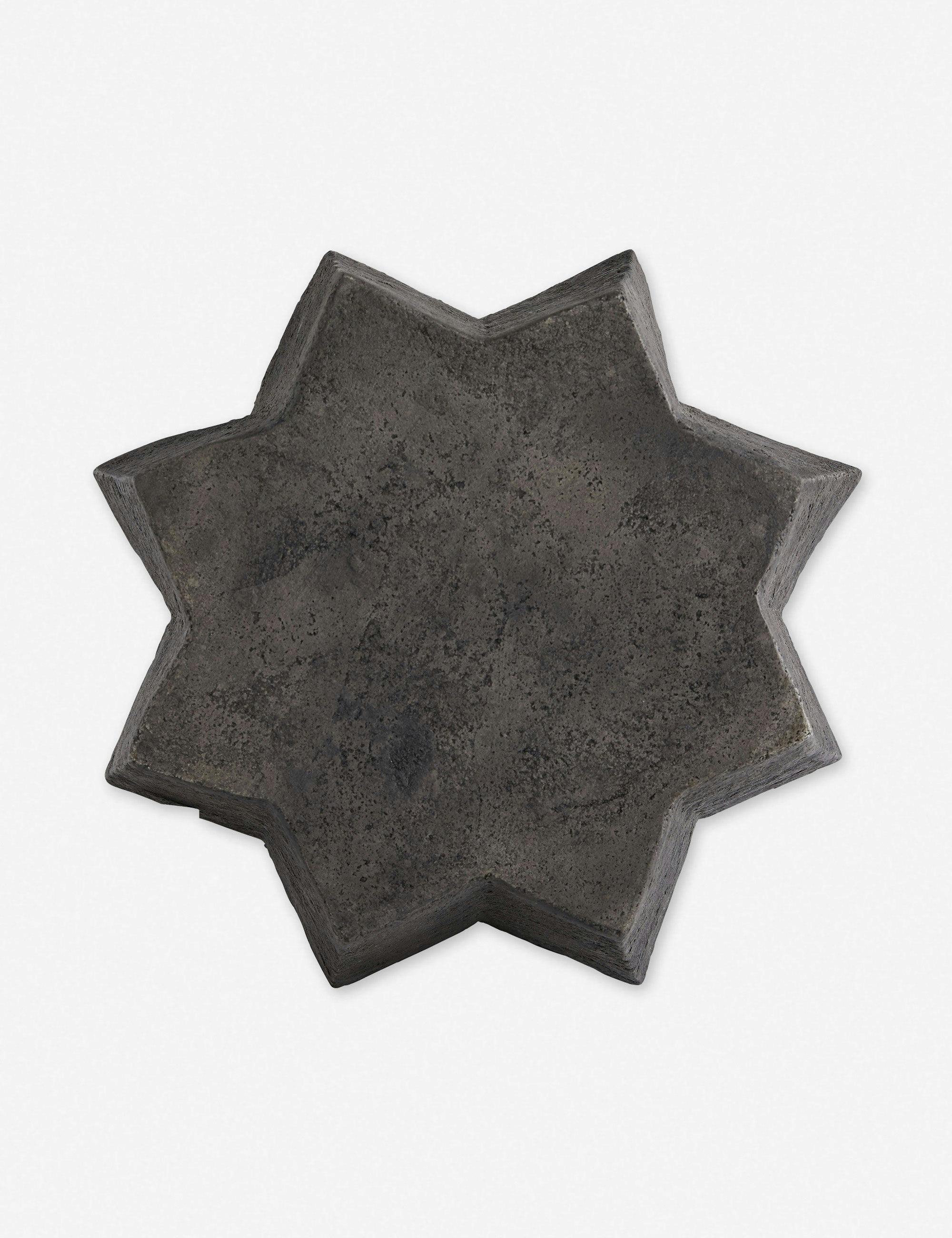 Dexter Brutalist-Inspired Black Stone Round Side Table