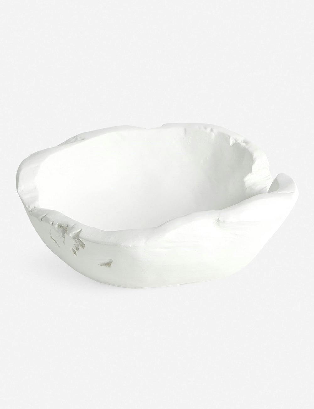Matte White Vintage-Inspired Handcrafted Ceramic Decorative Bowl