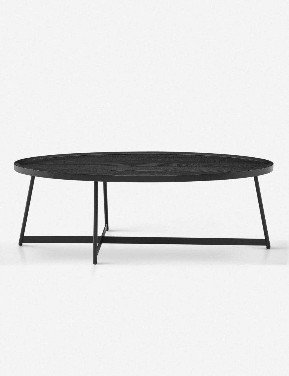 Gweneth Black Ash Oval Coffee Table with Raised Rim