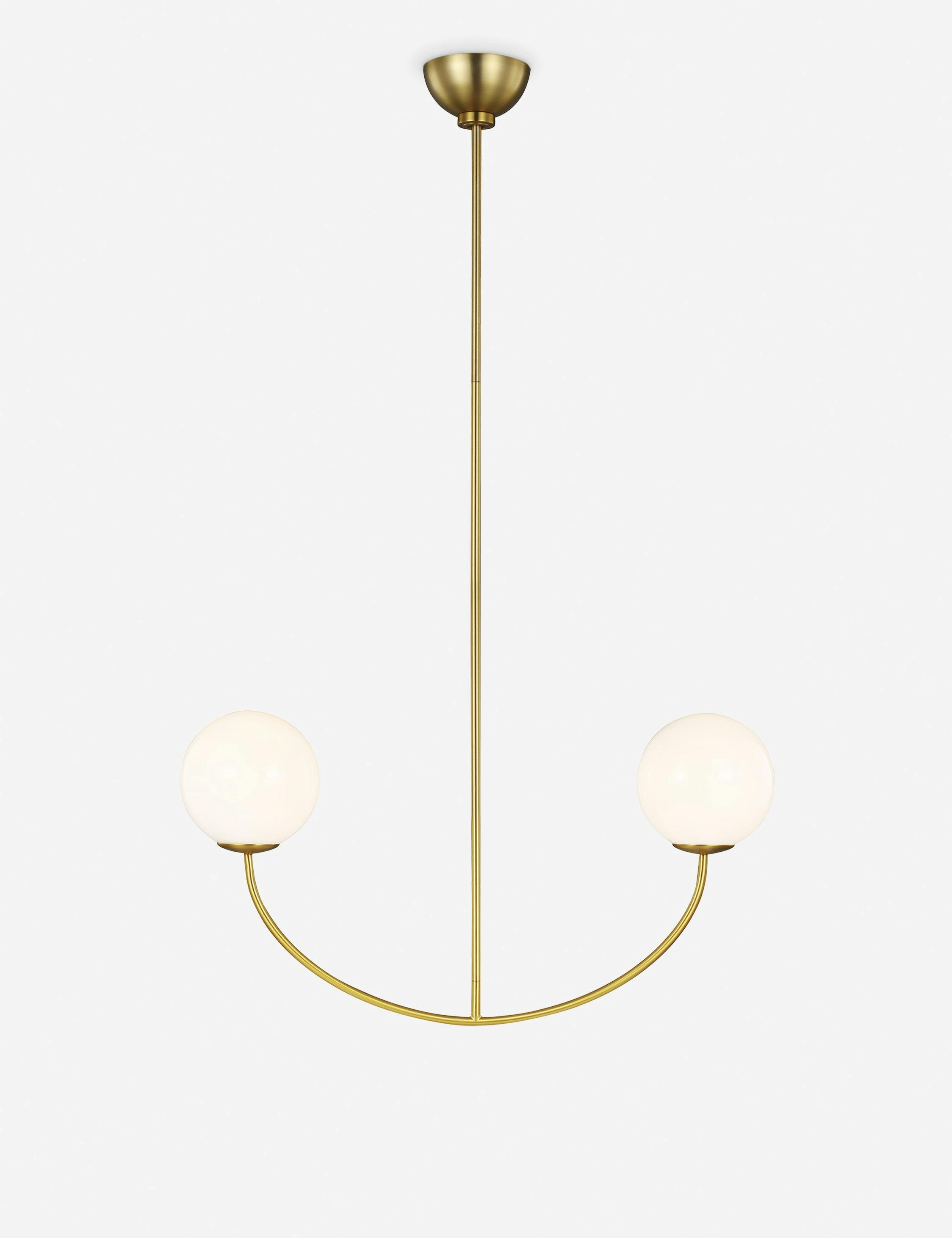 Galassia Burnished Brass 30" Linear Chandelier with Milk White Shade