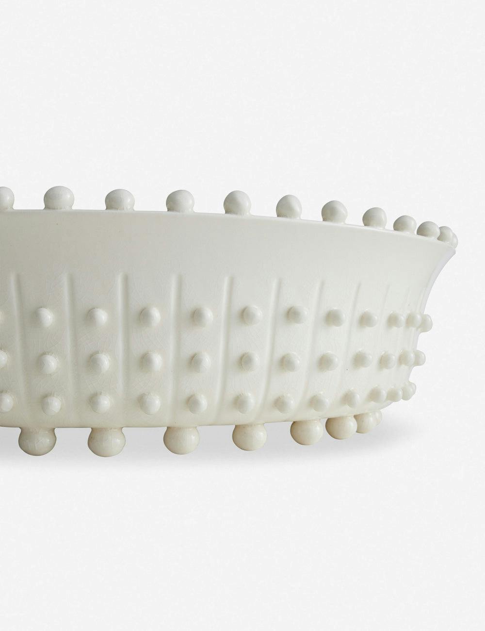 Elegant Ivory Ceramic Hobnail Centerpiece Bowl 16.5"