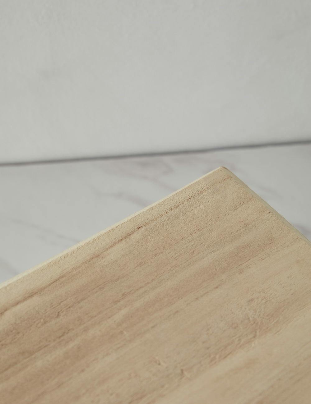 Paulownia Wood Minimalist Cream Footed Pedestal, 11" x 10"