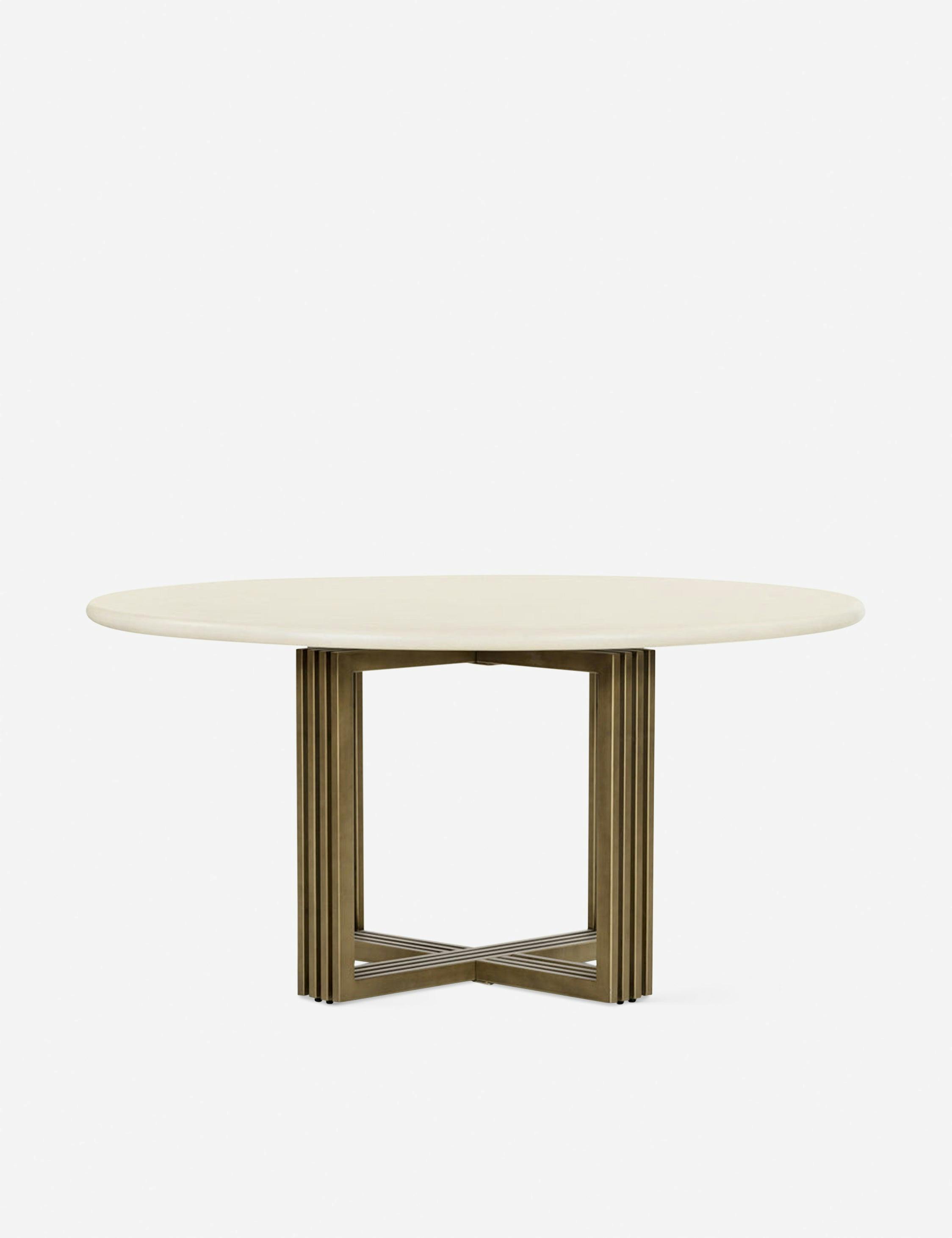 Mid-Century Modern 60'' Round Wood & Marble Dining Table