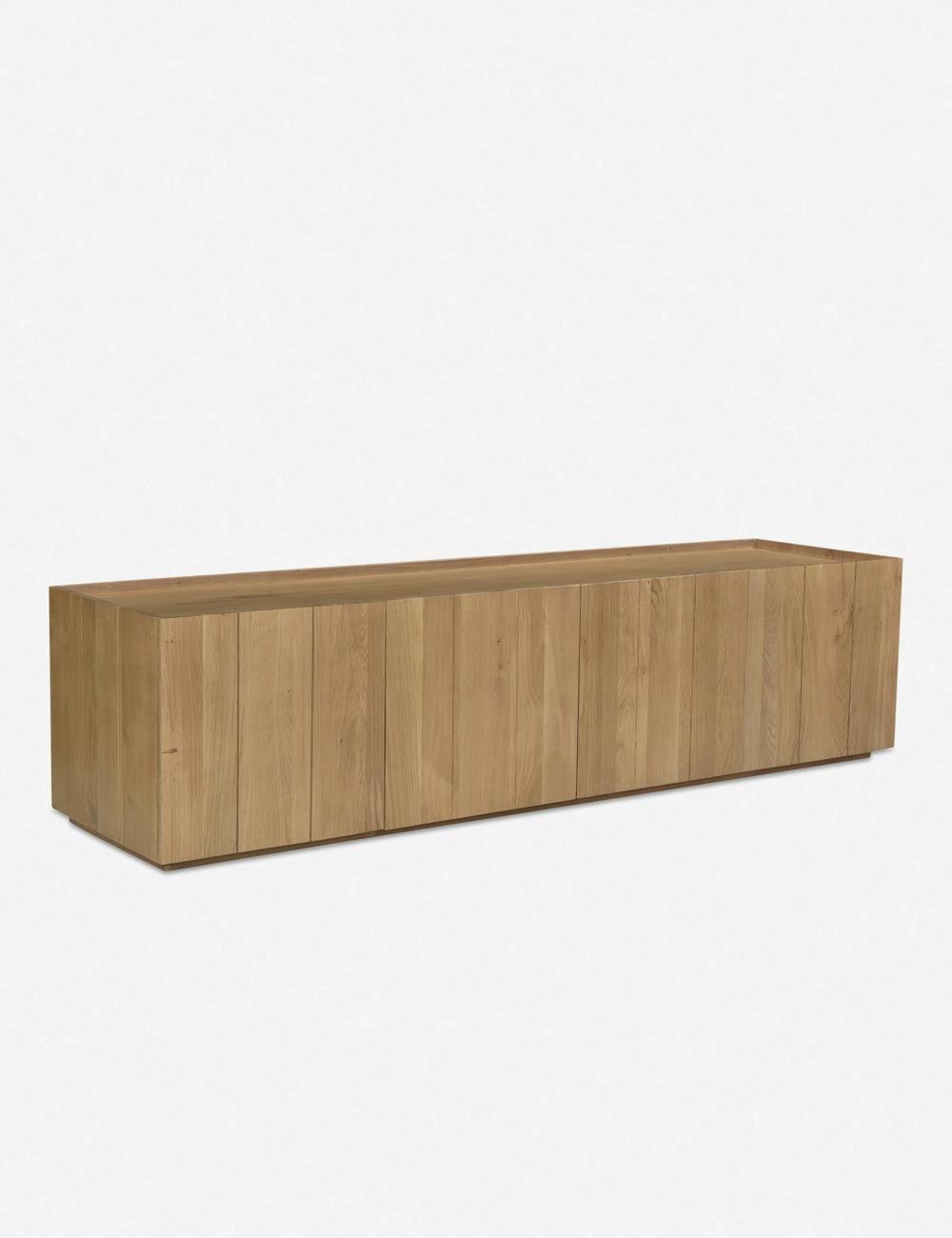 Plank 72'' Natural Solid Oak Media Console with Cabinets