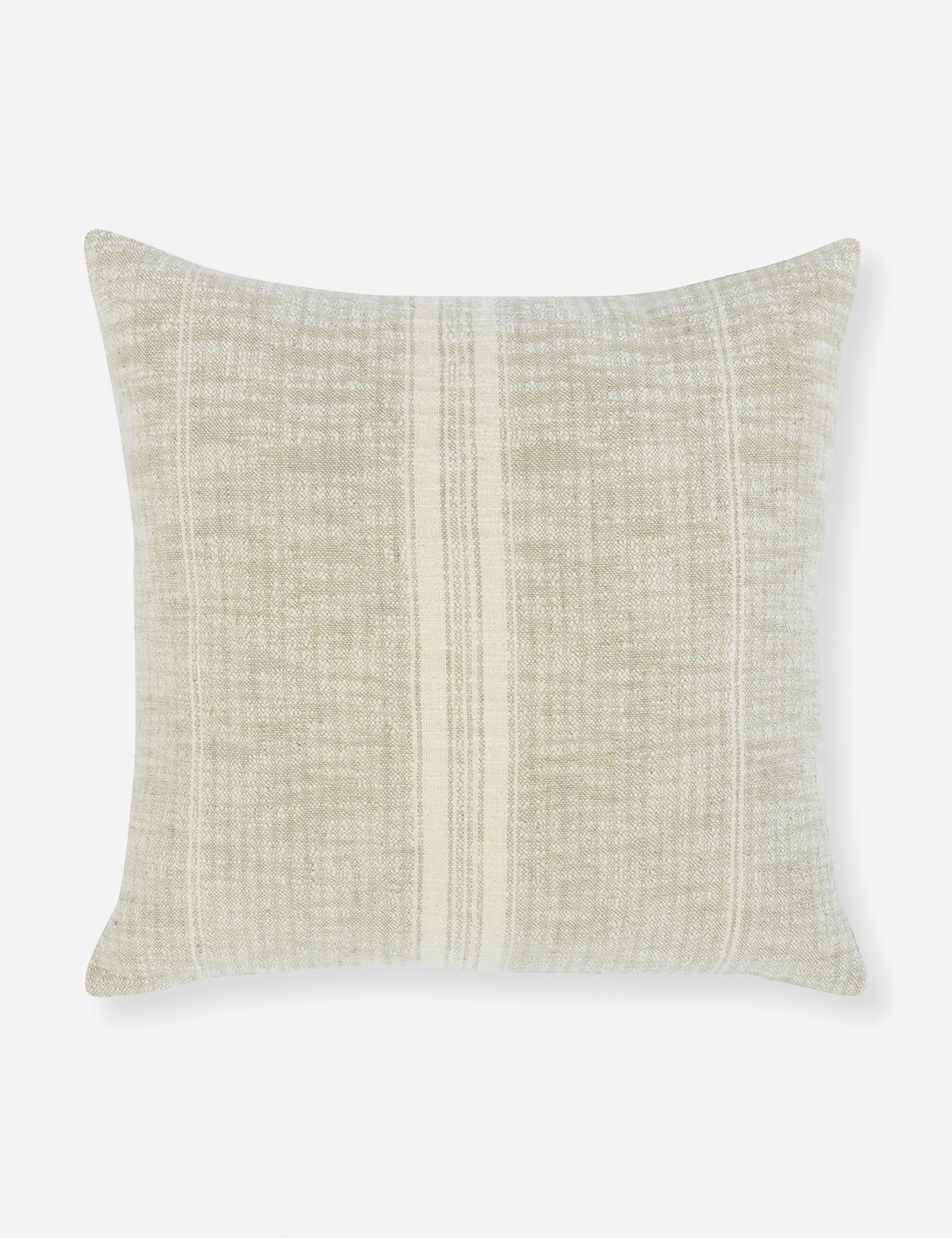 Tia Natural Ivory Woven Stripe 22" Square Throw Pillow