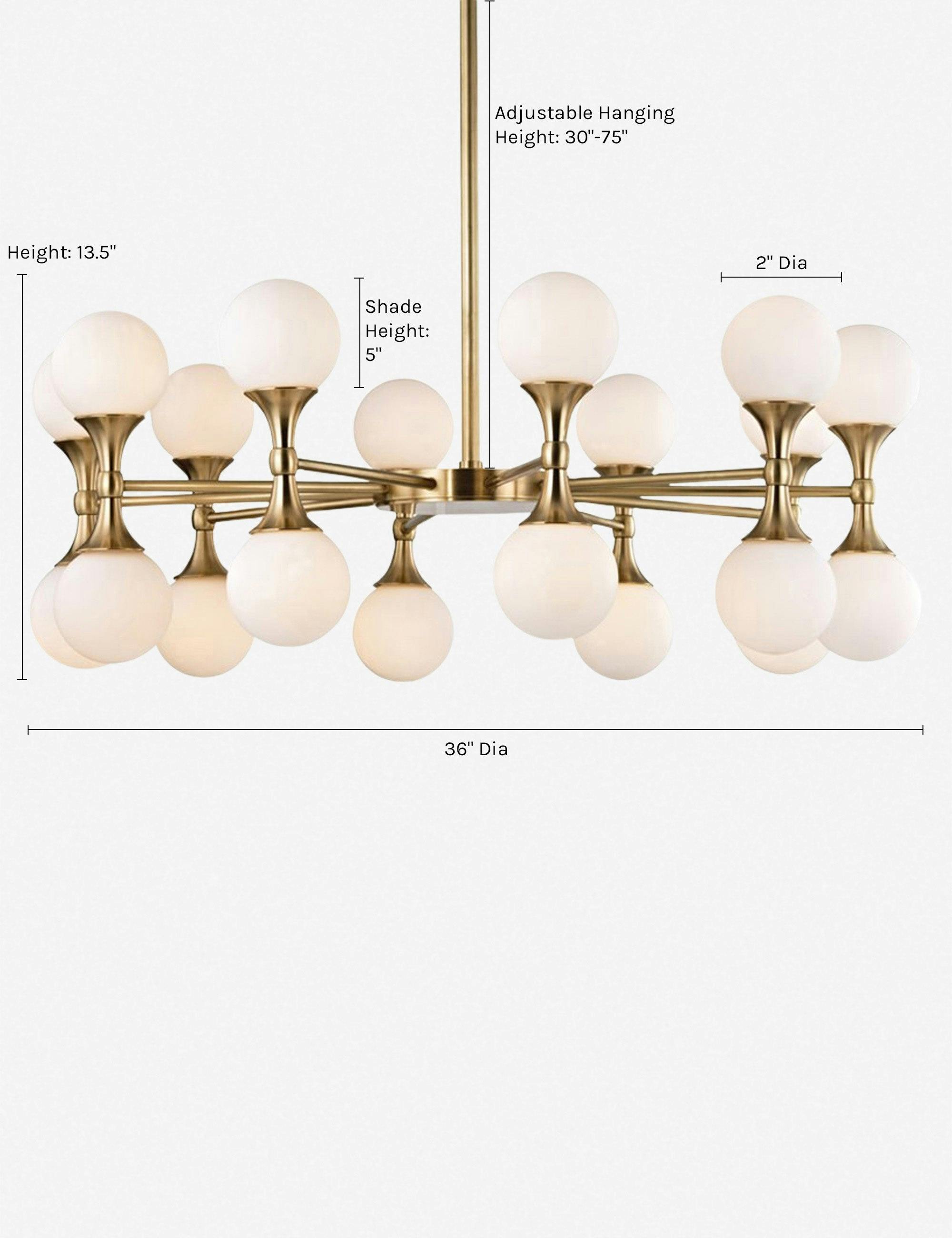 Abernathy Aged Brass 20-Light LED Chandelier with Opal Etched Glass