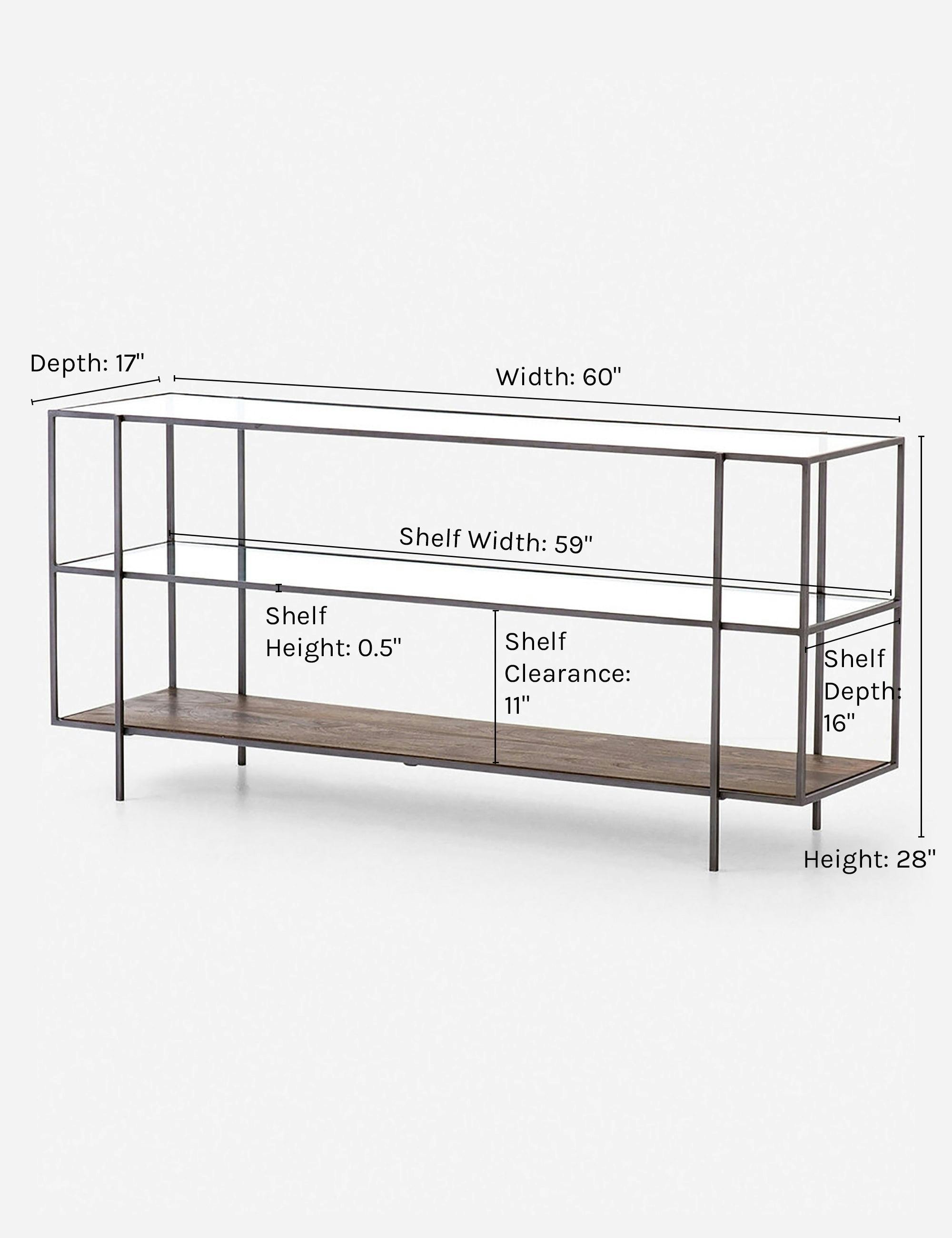 Asher Slim Profile 3-Tier Glass & Wood Console Table
