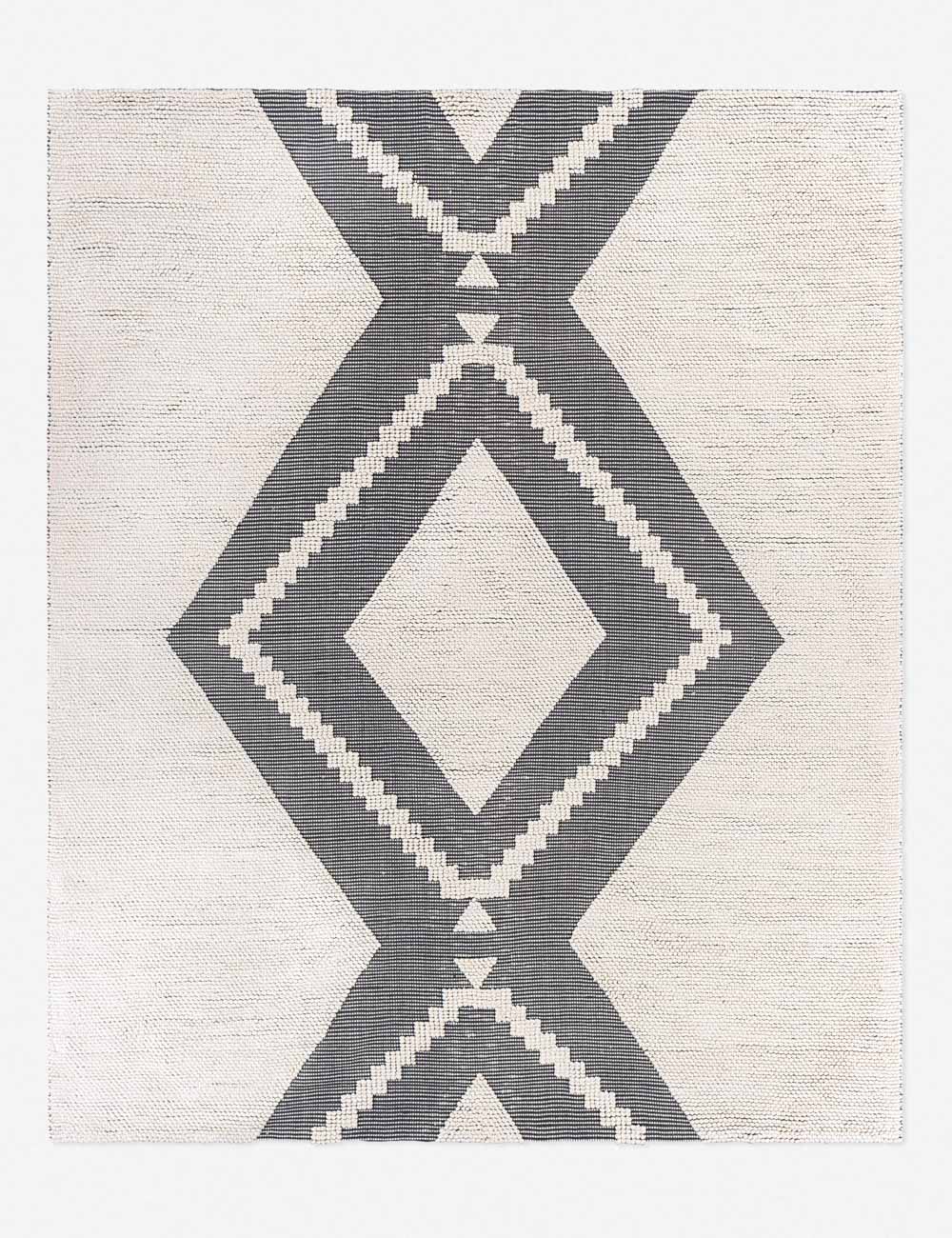Ivory Geometric Tufted Wool-Cotton Blend 5' x 7' Rug