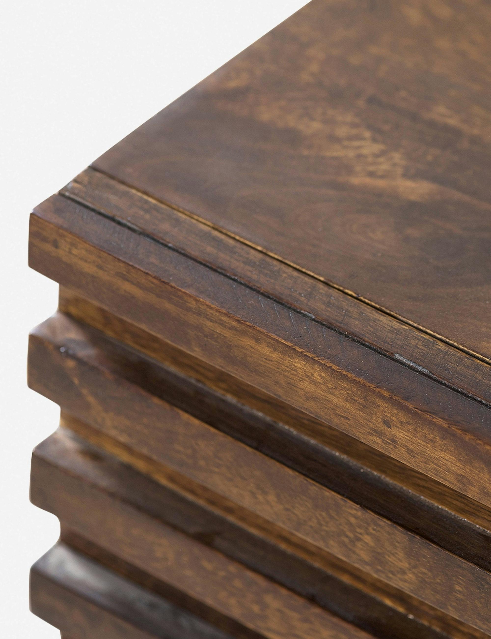 Maze Geometric Carved 60" Dark Brown Hardwood Dresser